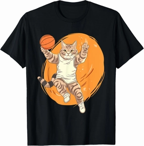 Cat Basketball Player Outfit Slam Dunk For Men Boys T-Shirt
