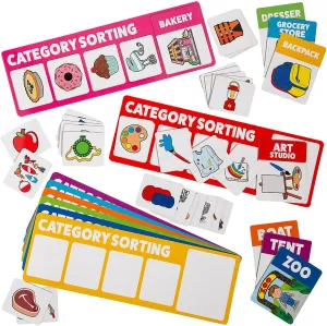 Category Sorting Picture Card Cardstock Activity with Storage Bag - 48 Piece Set - Teaching and Learning Activities for Home and School