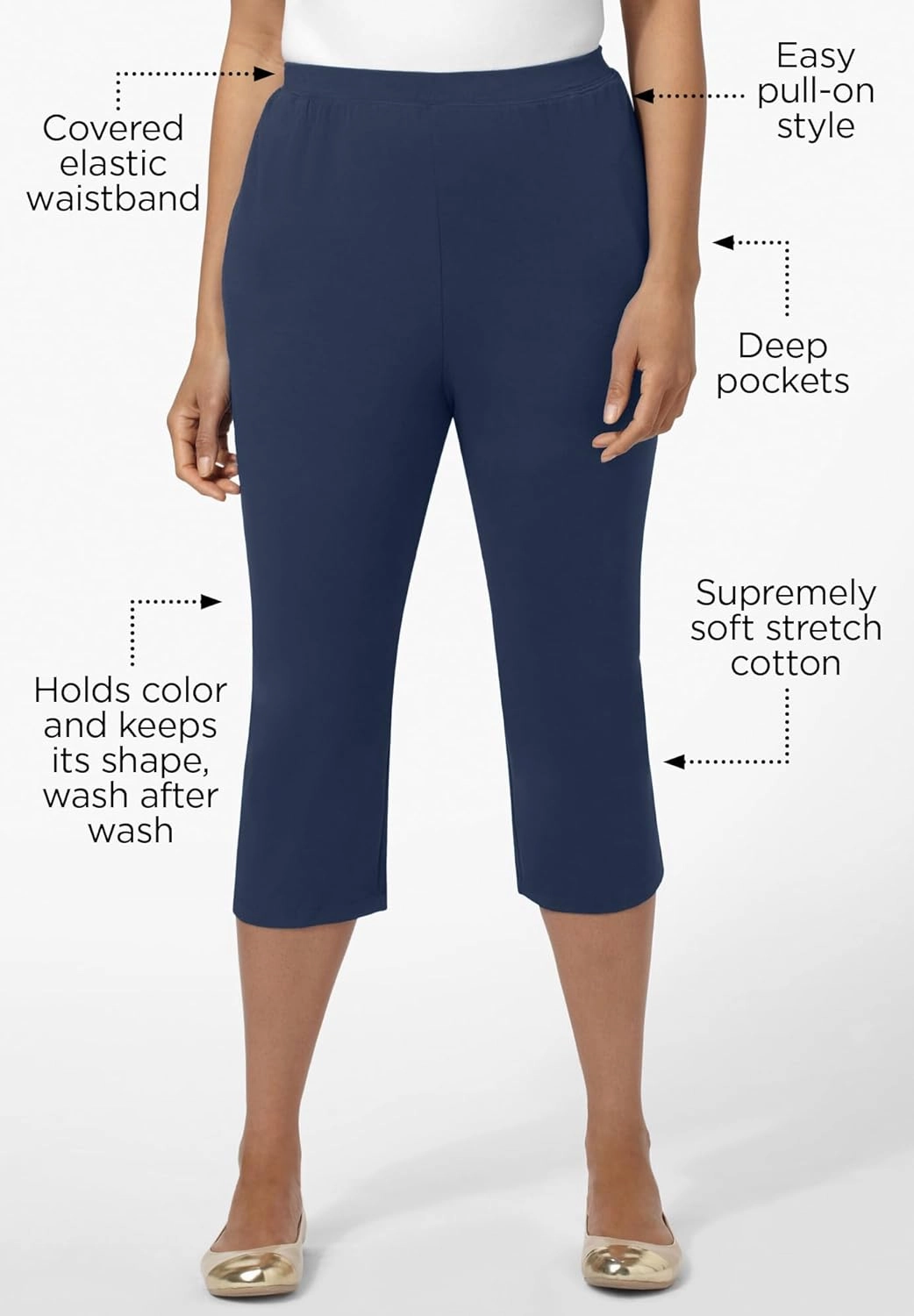 Catherines Women's Plus Size Tall Suprema Capri (with Pockets)