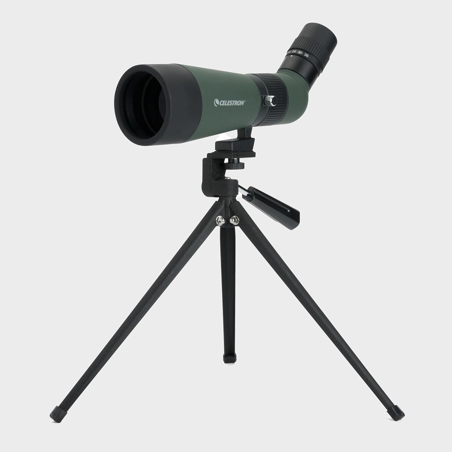 Celestron – LandScout 60mm Angled Spotting Scope – Fully Coated Optics – 12–36x Zoom Eyepiece – Rubber Armored – Tabletop Tripod and Smartphone Adapter