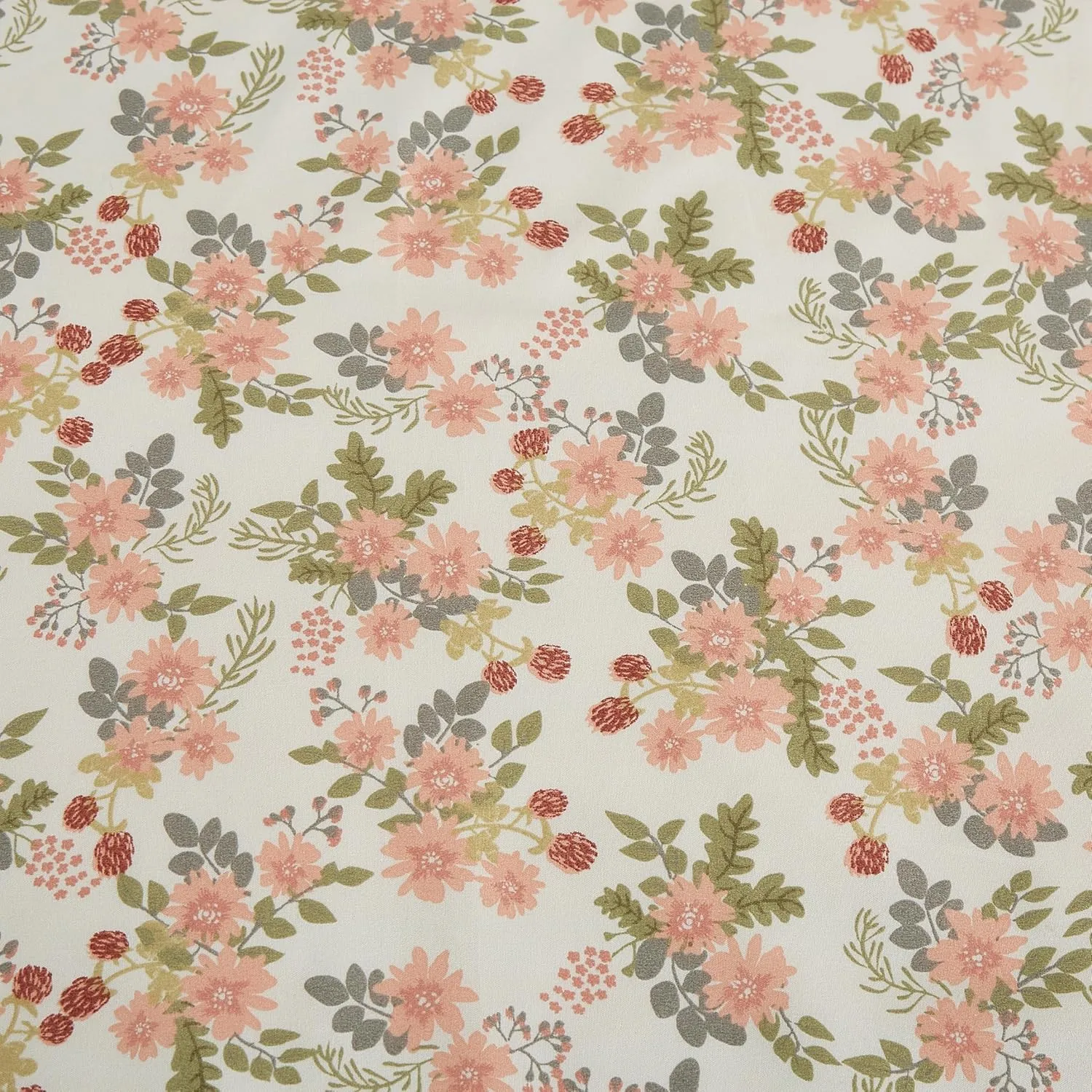 Chezmoi Collection 4-Piece Winika Floral Window Curtain Set with Sheer Backing - Multicolor Pink Red Green Gray Floral Flowers Printed Microfiber, 120 inch x 84 inch