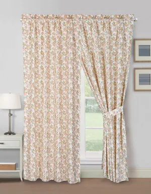 Chezmoi Collection 4-Piece Winika Floral Window Curtain Set with Sheer Backing - Multicolor Pink Red Green Gray Floral Flowers Printed Microfiber, 120 inch x 84 inch