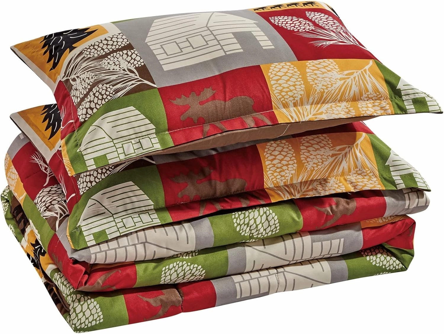 Chezmoi Collection 3-Piece Country Cabin Camping Wildlife Microfiber Printed Comforter Set, Queen Size