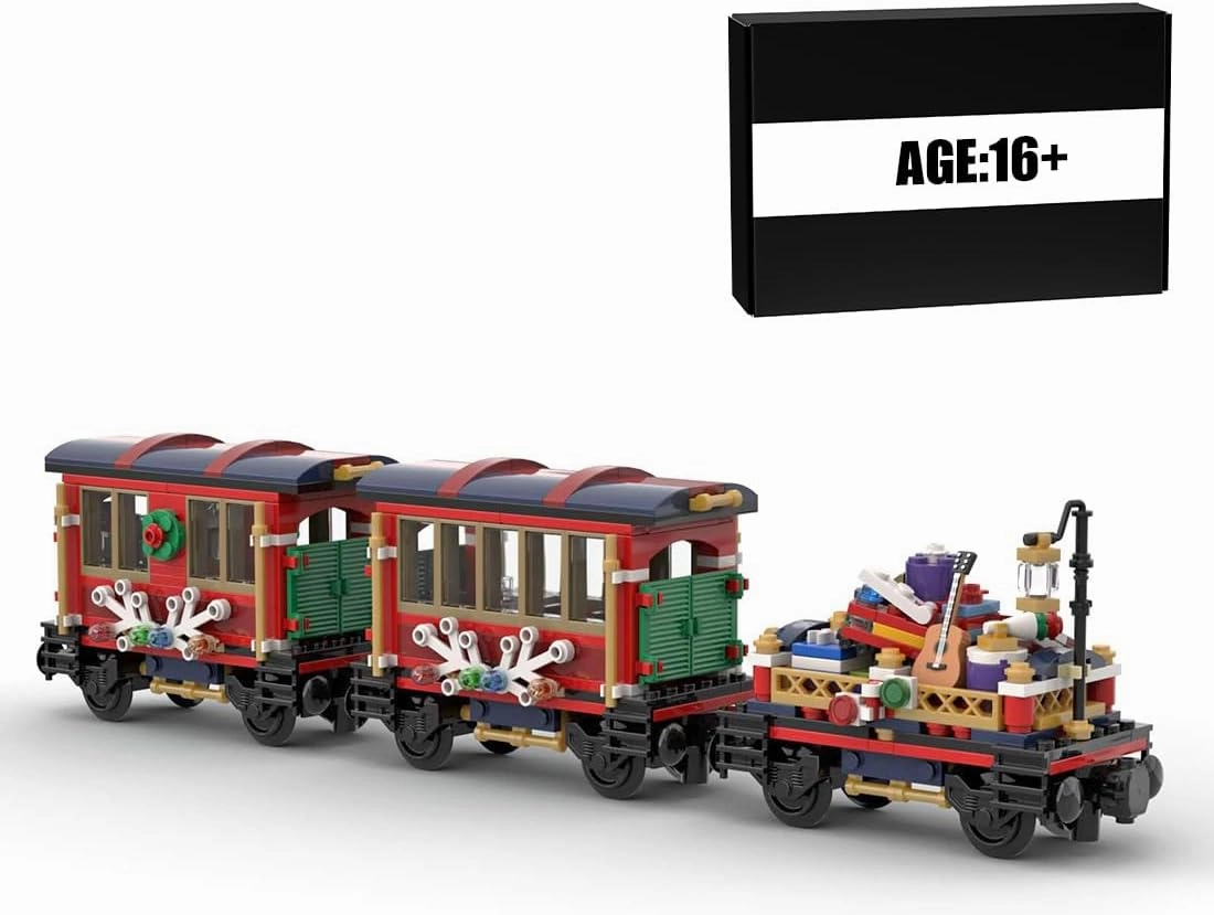 Christmas Train Building Blocks Set, Advent Calendar 2024 Christmas Winter Railway Station MOC Set Compatible with 10254/60197 / 10259 Train, Xmas Gifts for Adults and Youth (575 PCS)