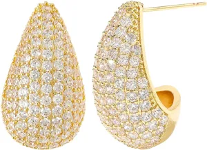 Chunky 18K Gold Plated Hoop Earring Silver Teardrop Earrings for Women Water Drop Lightweight Rhinestone Crystal Dangle Jewelry Wedding Bridal Bridesmaids Valentine's Gift for Woman Lover Mom