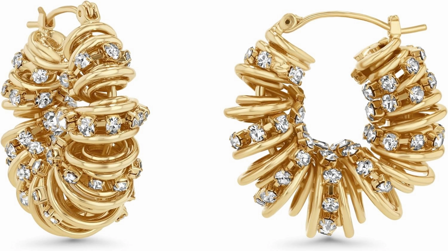 Chunky Gold Hoop Earrings with CZ - Dangle, Statement, Drop & Small Hoops - Women's Gold Jewelry