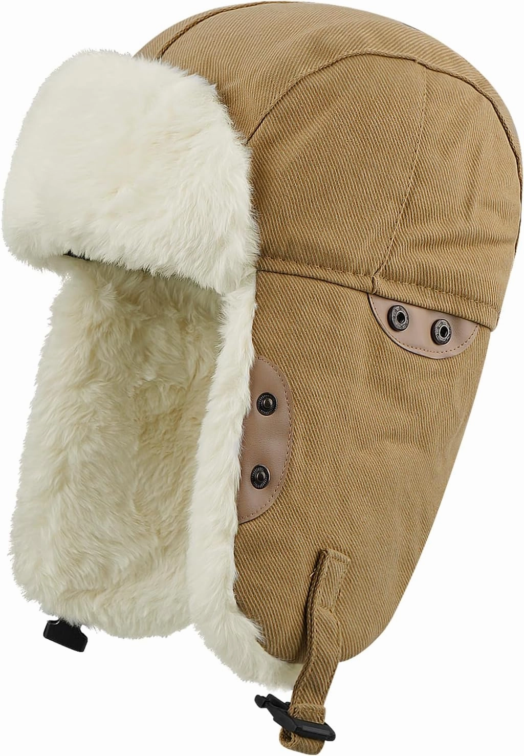 Clakllie Faux Fur Trapper Hat Warm Eskimo Hat Russian Trooper Hats Unisex Earflaps Hat with Chin Strap Winter Snow Cap