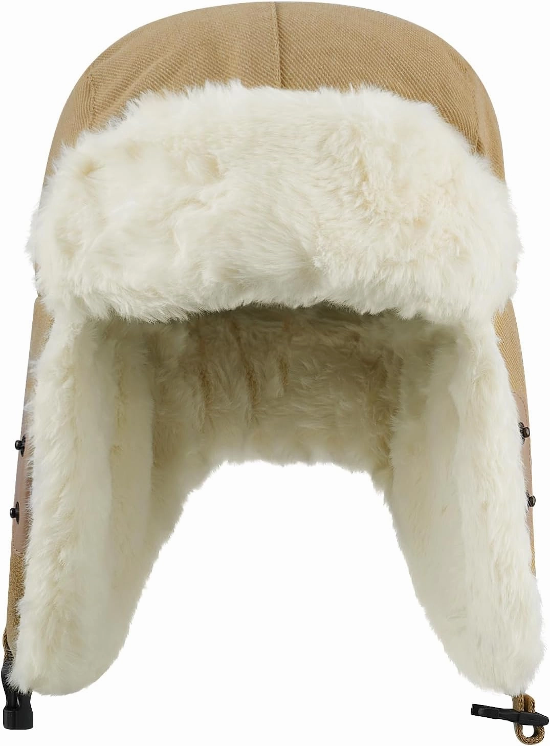 Clakllie Faux Fur Trapper Hat Warm Eskimo Hat Russian Trooper Hats Unisex Earflaps Hat with Chin Strap Winter Snow Cap