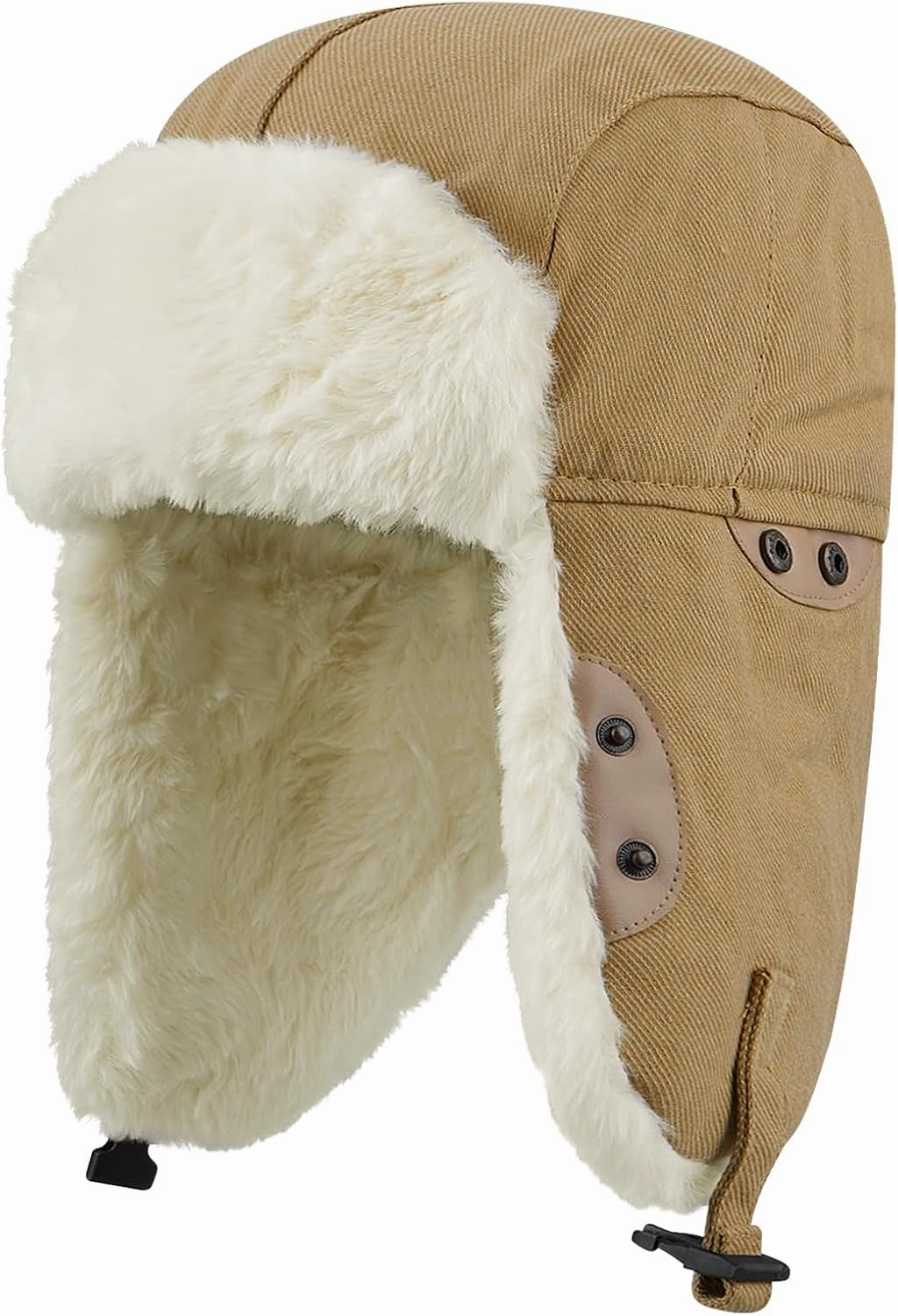 Clakllie Faux Fur Trapper Hat Warm Eskimo Hat Russian Trooper Hats Unisex Earflaps Hat with Chin Strap Winter Snow Cap