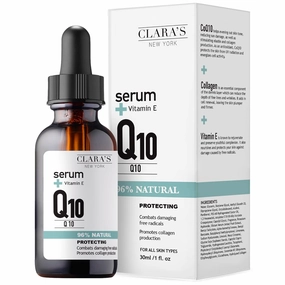 Clara's NEW YORK | Q10 Antioxidant Serum | with Hydrolyzed Collagen, Ceramide NP, Vitmain E | Anti-aging Protecting Repairing Skin Barrier Pore Minimizer Balancing Sebum | 30ml 1Fl oz | Made In USA