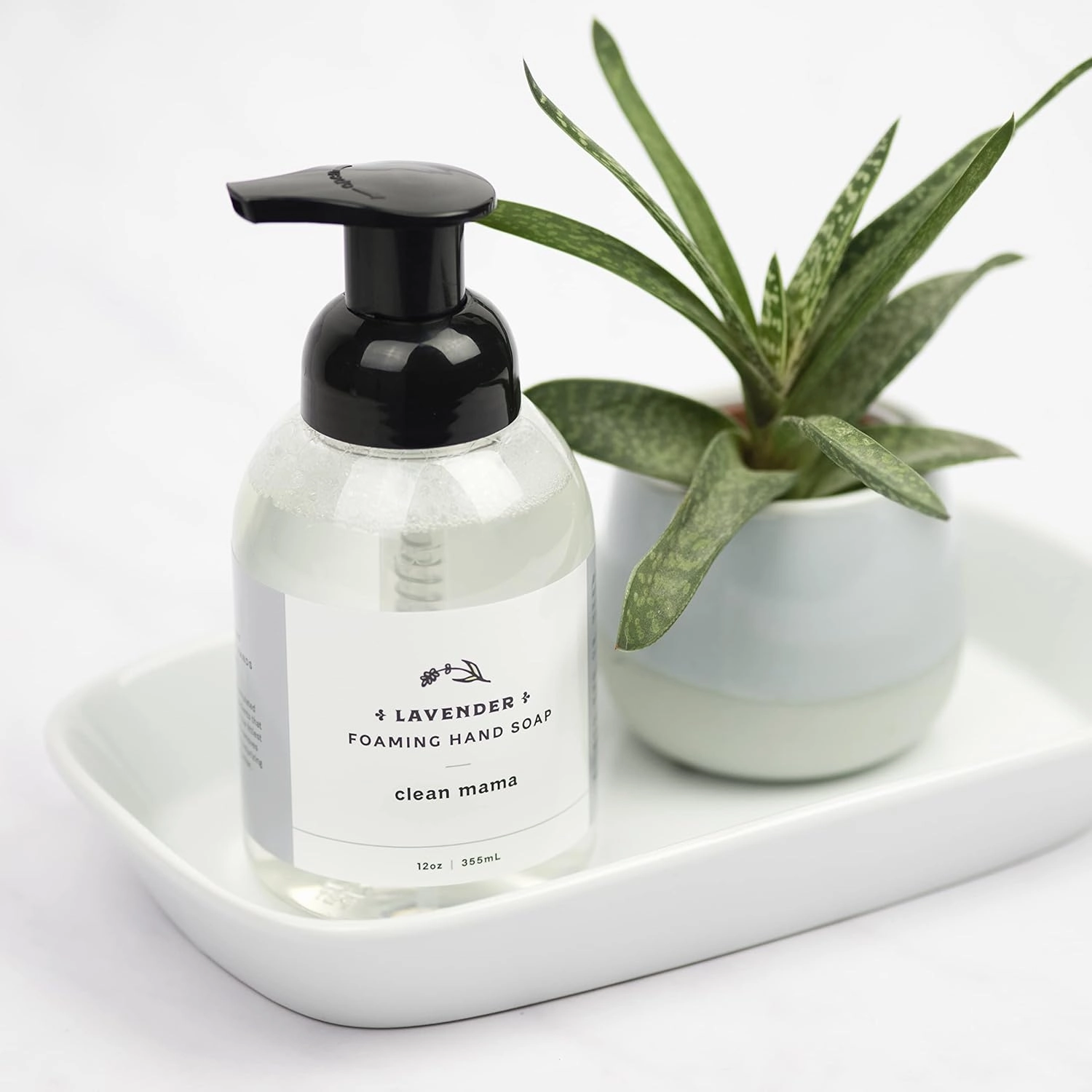 CLEAN MAMA Plant-Derived Foaming Hand Soap - Aromatic and Nourishing Hand Wash, Natural Essential Oils Infused - USDA Certified Biobased - 12 Ounce, Lavender, 3 Pack