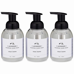 CLEAN MAMA Plant-Derived Foaming Hand Soap - Aromatic and Nourishing Hand Wash, Natural Essential Oils Infused - USDA Certified Biobased - 12 Ounce, Lavender, 3 Pack