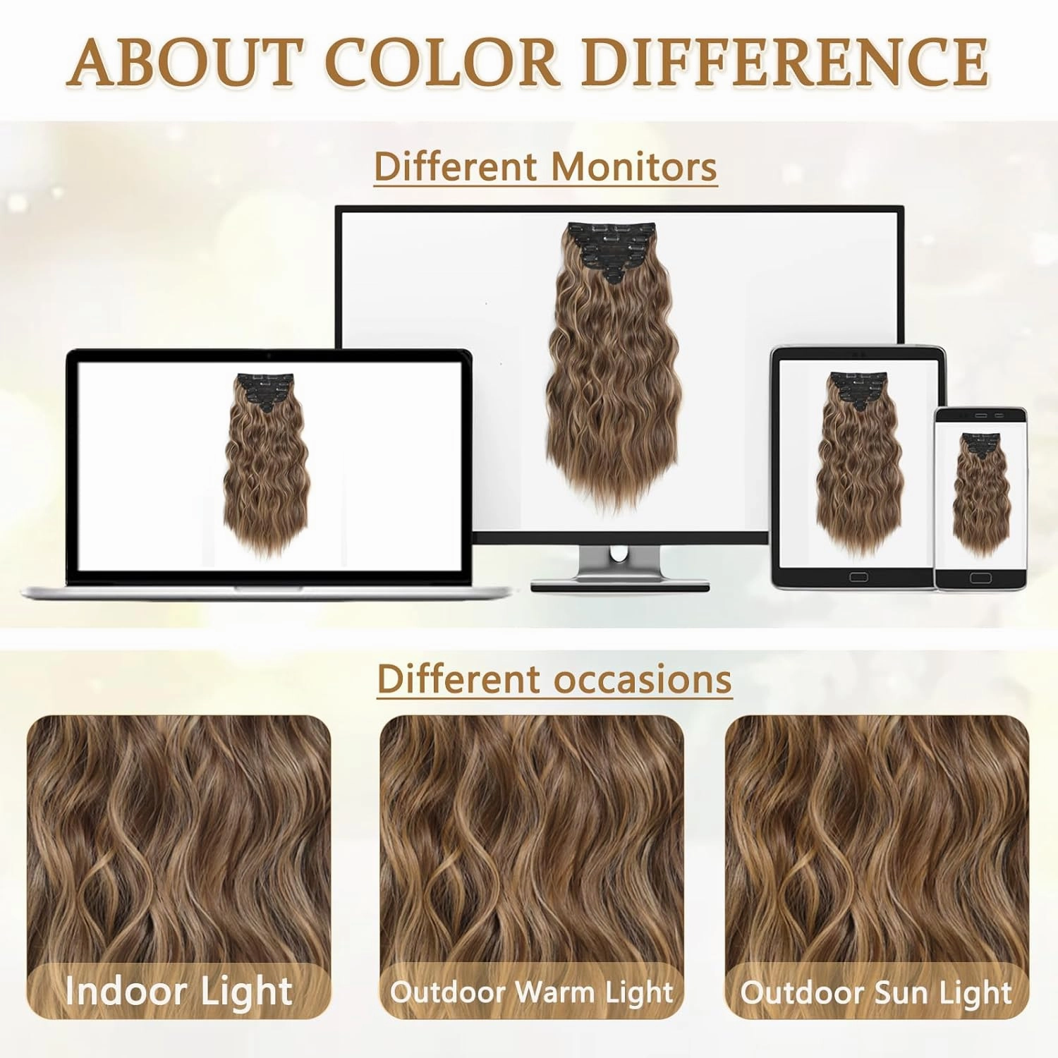 Clip in Hair Extensions for Women, 6PCS Long Wavy Curly Clip on Hair Extensions 20 Inch Chestnut Brown Synthetic Hairpieces