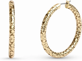 COACH Womens Signature Quilted Hoop Earrings