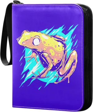 Colorful-abstract-frog Game Sports Cards Card Binders 4 Pocket - Hold 400 Game Cards, Waterproof Wear-resistant Trading Card Albums Collection Book Holder for Boys Girls