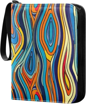 Colorful Abstract Pattern Card Binder, 400 Pockets Card Holder with 50 Sleeves, Sturdy Card Holder Folders for Game Cards & Sports Cards