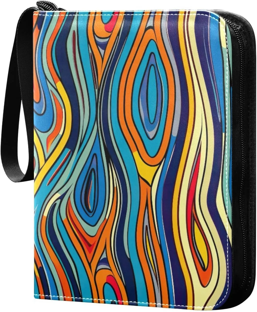 Colorful Abstract Pattern Card Binder, 400 Pockets Card Holder with 50 Sleeves, Sturdy Card Holder Folders for Game Cards & Sports Cards