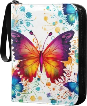 Colorful Butterfly Card Binder, 400 Pockets Card Holder with 50 Sleeves, Sturdy Card Holder Folders for Game Cards & Sports Cards