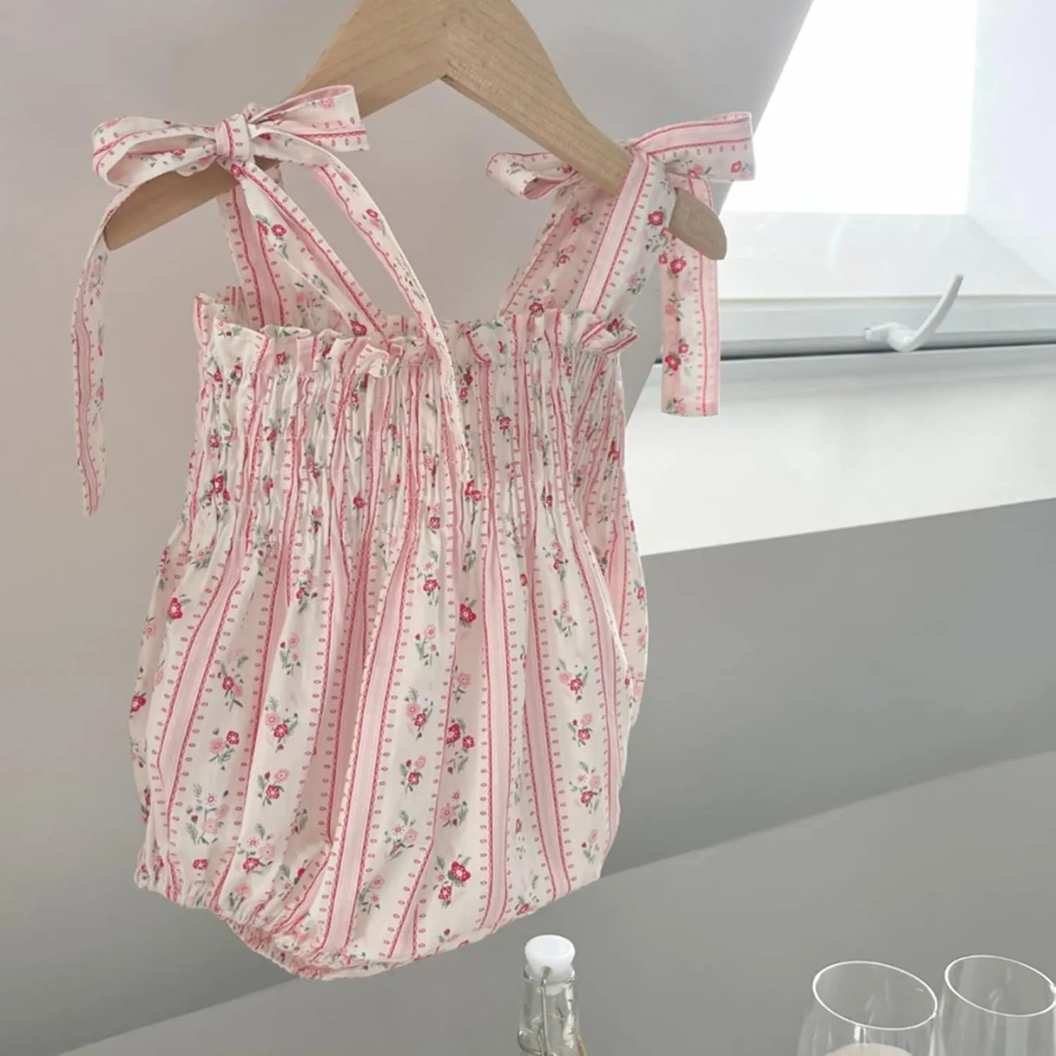 Colorful Childhood Baby Girls Summer Dress Toddler Strap Smocked Floral Boho Beach Dress Rompers Sisters Matching Outfits