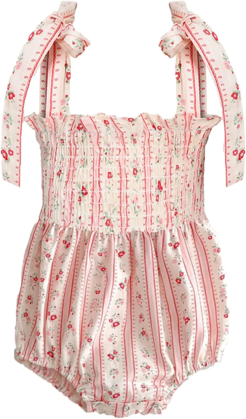 Colorful Childhood Baby Girls Summer Dress Toddler Strap Smocked Floral Boho Beach Dress Rompers Sisters Matching Outfits