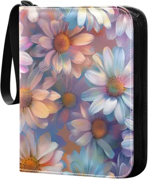 Colorful Daisies Card Binder, 400 Pockets Card Holder with 50 Sleeves, Sturdy Card Holder Folders for Game Cards & Sports Cards