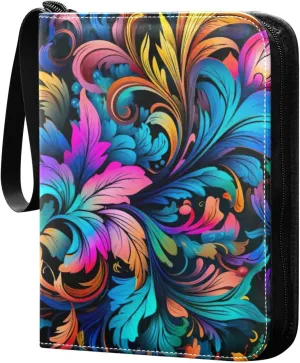 Colorful Floral Pattern Card Binder, 400 Pockets Card Holder with 50 Sleeves, Sturdy Card Holder Folders for Game Cards & Sports Cards