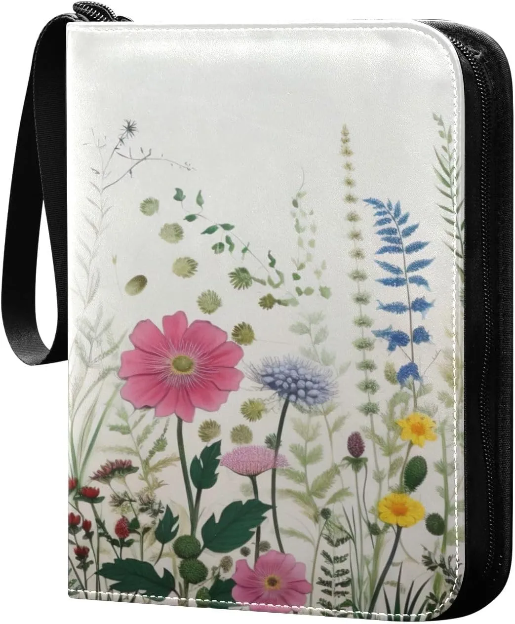 Colorful Flowers Collectible Trading Card Albums,4-Pocket Card Binder with 50 Removable Sleeves with Zipper Game Card Collection Binder Album Holder