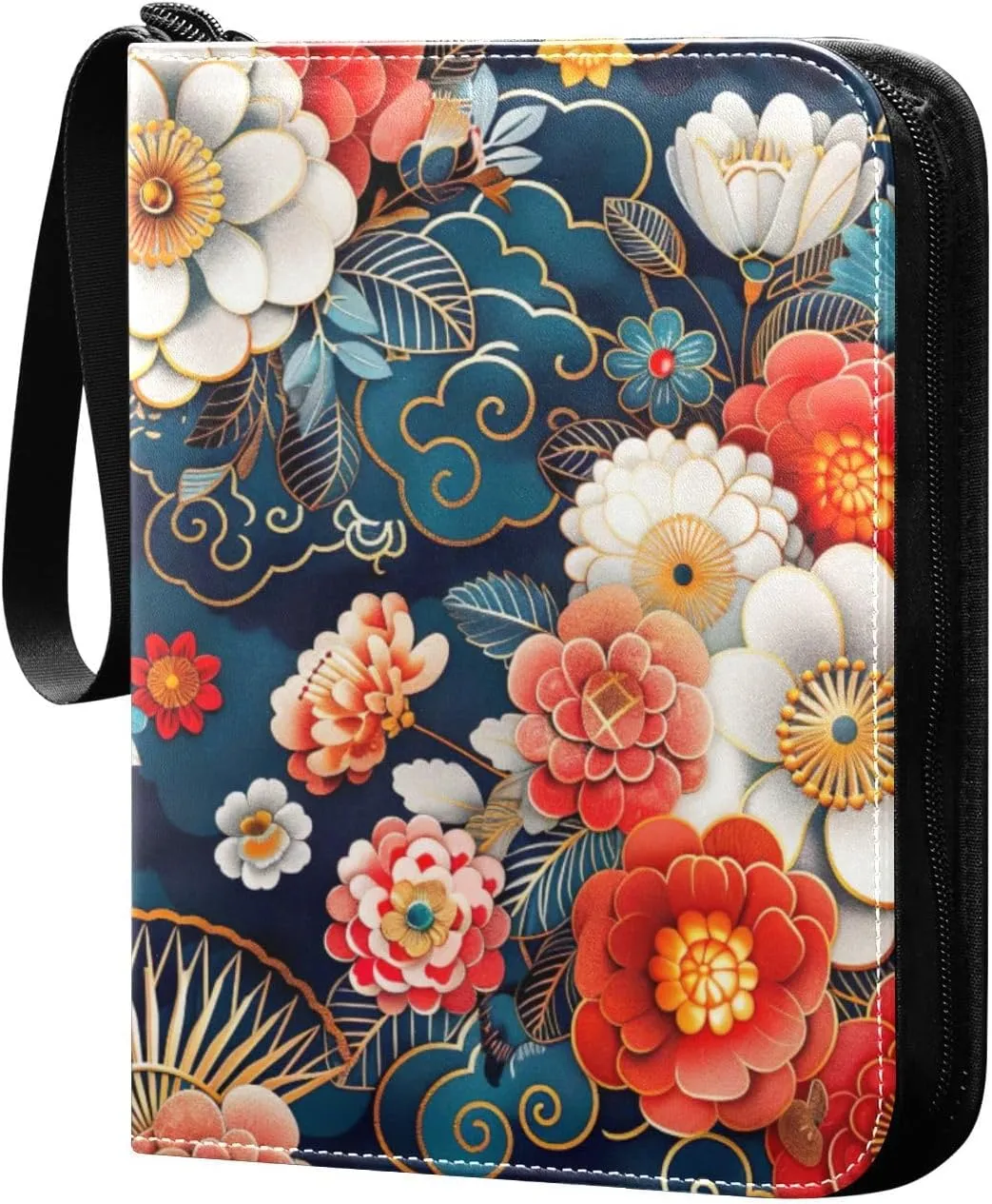 Colorful Japanese Pattern Card Binder, 400 Pockets Card Holder with 50 Sleeves, Sturdy Card Holder Folders for Game Cards & Sports Cards