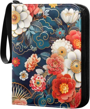 Colorful Japanese Pattern Card Binder, 400 Pockets Card Holder with 50 Sleeves, Sturdy Card Holder Folders for Game Cards & Sports Cards