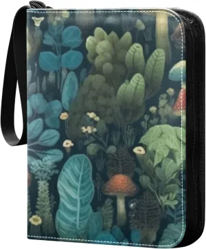 Colorful-mushrooms-leaves Game Sports Cards Card Binders 4 Pocket - Hold 400 Game Cards, Waterproof Wear-resistant Trading Card Albums Collection Book Holder for Boys Girls