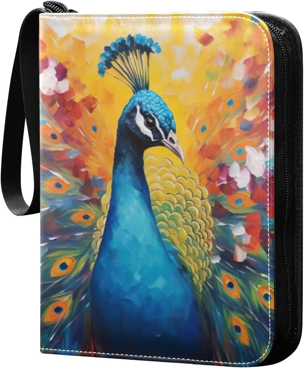Colorful Peacock Pattern Card Binder, 400 Pockets Card Holder with 50 Sleeves, Sturdy Card Holder Folders for Game Cards & Sports Cards