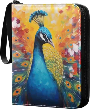 Colorful Peacock Pattern Card Binder, 400 Pockets Card Holder with 50 Sleeves, Sturdy Card Holder Folders for Game Cards & Sports Cards