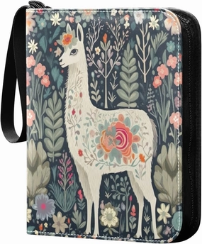 Colorful Alpaca Card Binder with Double Sided PU Leather Holder Albums Book with 400 Pockets for Collectible Trading Card Games Card
