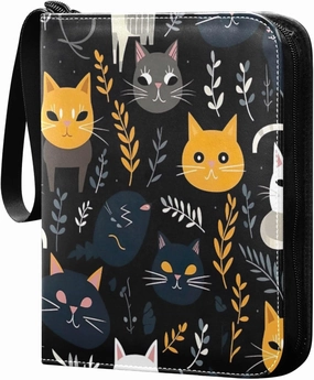 Colorful Cats (1) Card Binder with Double Sided PU Leather Holder Albums Book with 400 Pockets for Collectible Trading Card Games Card