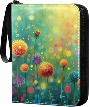 Colorful Dandelion Flowers Card Binder, 400 Pockets Card Holder with 50 Sleeves, Sturdy Card Holder Folders for Game Cards & Sports Cards