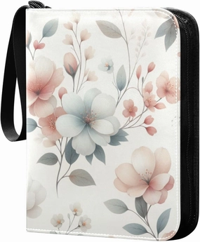 Colorful Flowers Card Binder 4-Pockets, 400 Pockets Card Holder with 50 Removable Sleeves, Trading Card Collector Zipper Album Holder, Collector Album