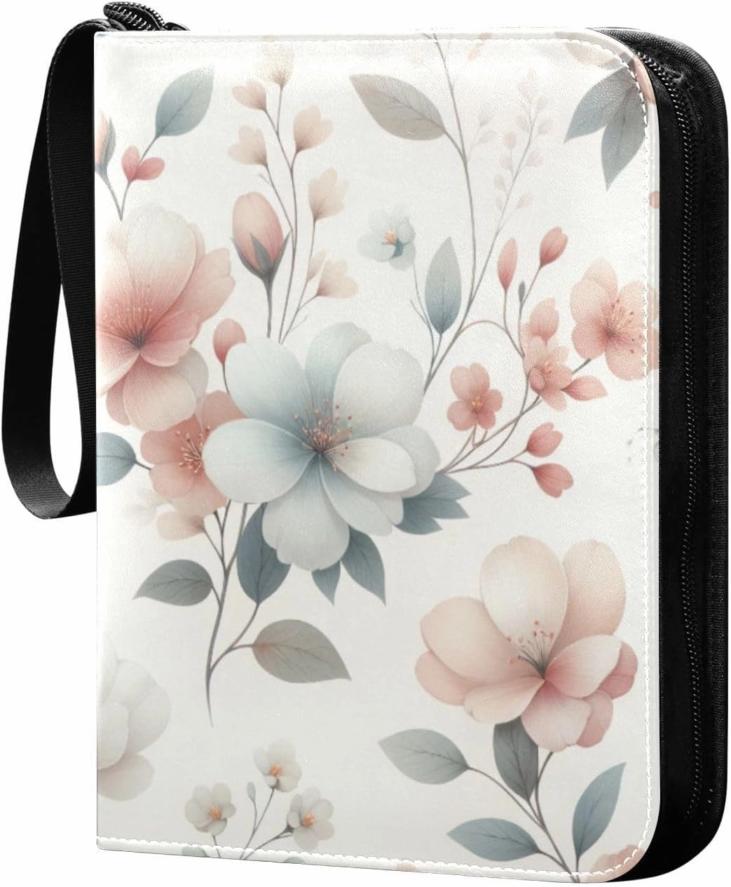 Colorful Flowers Card Binder 4-Pockets, 400 Pockets Card Holder with 50 Removable Sleeves, Trading Card Collector Zipper Album Holder, Collector Album