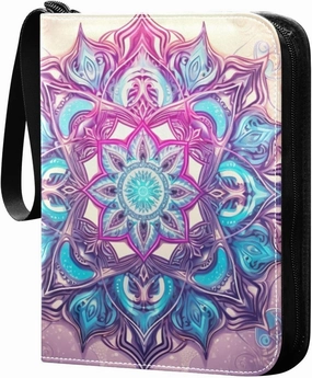 Colorful Mandala Card Binder 4-Pockets, 400 Pockets Card Holder with 50 Removable Sleeves, Trading Card Collector Zipper Album Holder, Collector Album