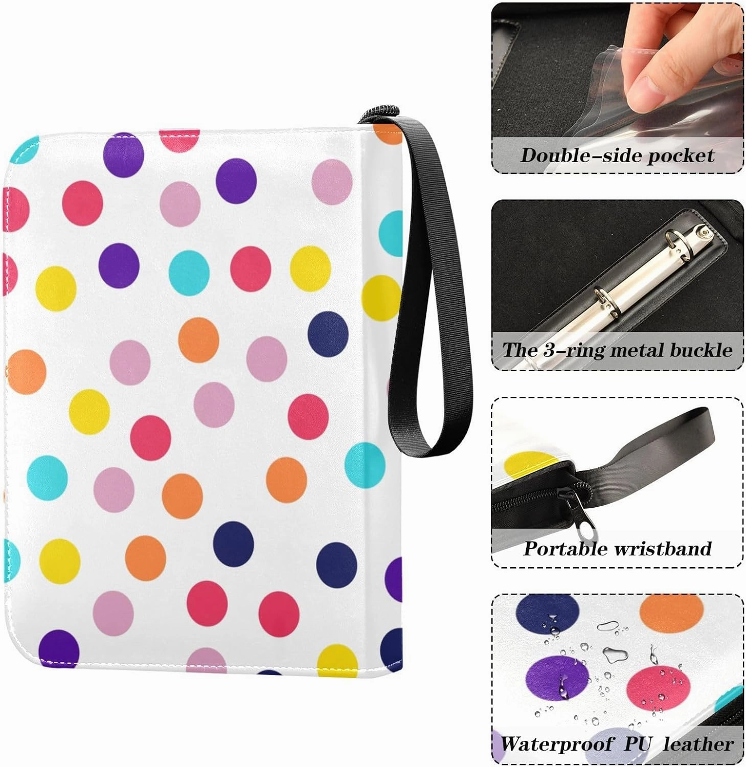 Colorful Polka Dots Card Binders 400 Pockets Football Card Binder Card Holder Protectors Set