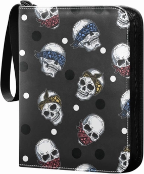 Colorful-skull-pattern Game Sports Cards Card Binders 4 Pocket - Hold 400 Game Cards, Waterproof Wear-resistant Trading Card Albums Collection Book Holder for Boys Girls