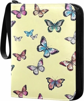 Colorful Small Butterfly Card Binder Trading Cards Holder 4-Pocket，Album Pages Card Display Sleeves Fits 400 Cards Collector Book