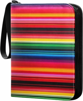 Colorful Stripe2 Card Binder with Double Sided PU Leather Holder Albums Book with 400 Pockets for Collectible Trading Card Games Card