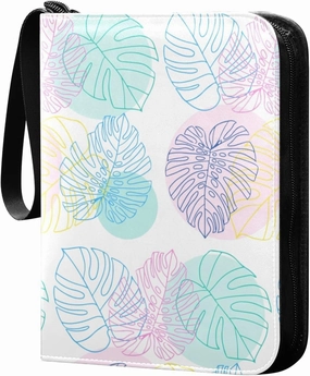 Colorful-tropical-pattern Card Binder 4 Pocket, Fits 400 Cards,Trading Card Binder with Sleeves, Waterproof Sports Card Binder with Zip Collectible Trading Card Albums for Collectible Game Cards MTG T