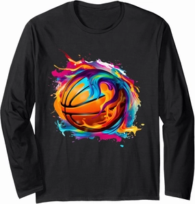 Colourful Basketball Tie Dye Colour Splash Dunk Long Sleeve T-Shirt