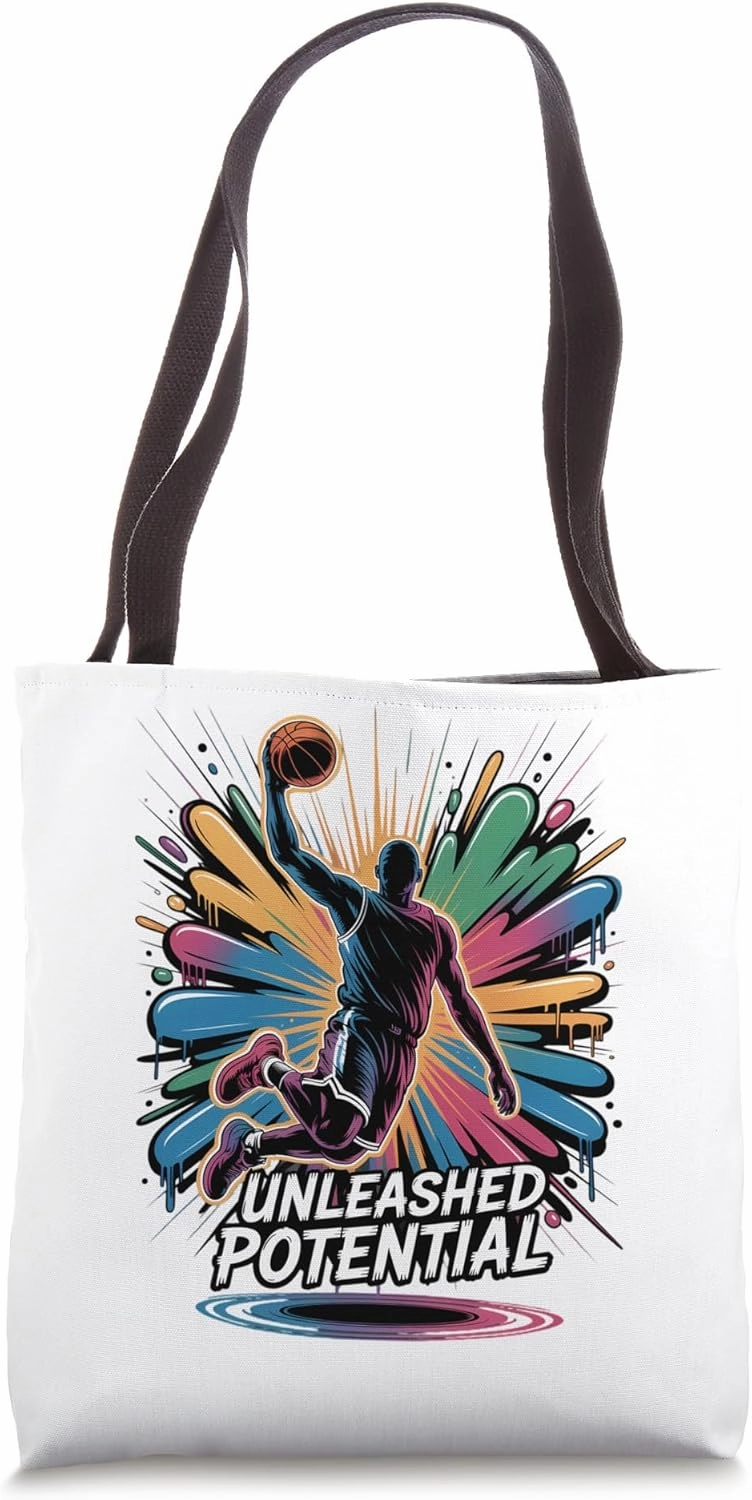 Cool Dunking Basketball Player Mid-Air | Unleashed Potential Tote Bag