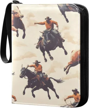 Cowboys Rodeo Colorful Card Binder, 400 Pockets Card Holder with 50 Sleeves, Sturdy Card Holder Folders for Game Cards & Sports Cards
