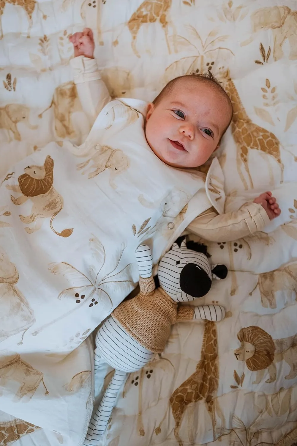 Crane Baby Wearable Blanket, Wearable Soft Cotton Baby Blanket for Boys and Girls 0-9 Months, Safari Animal, 19”w x 30”h
