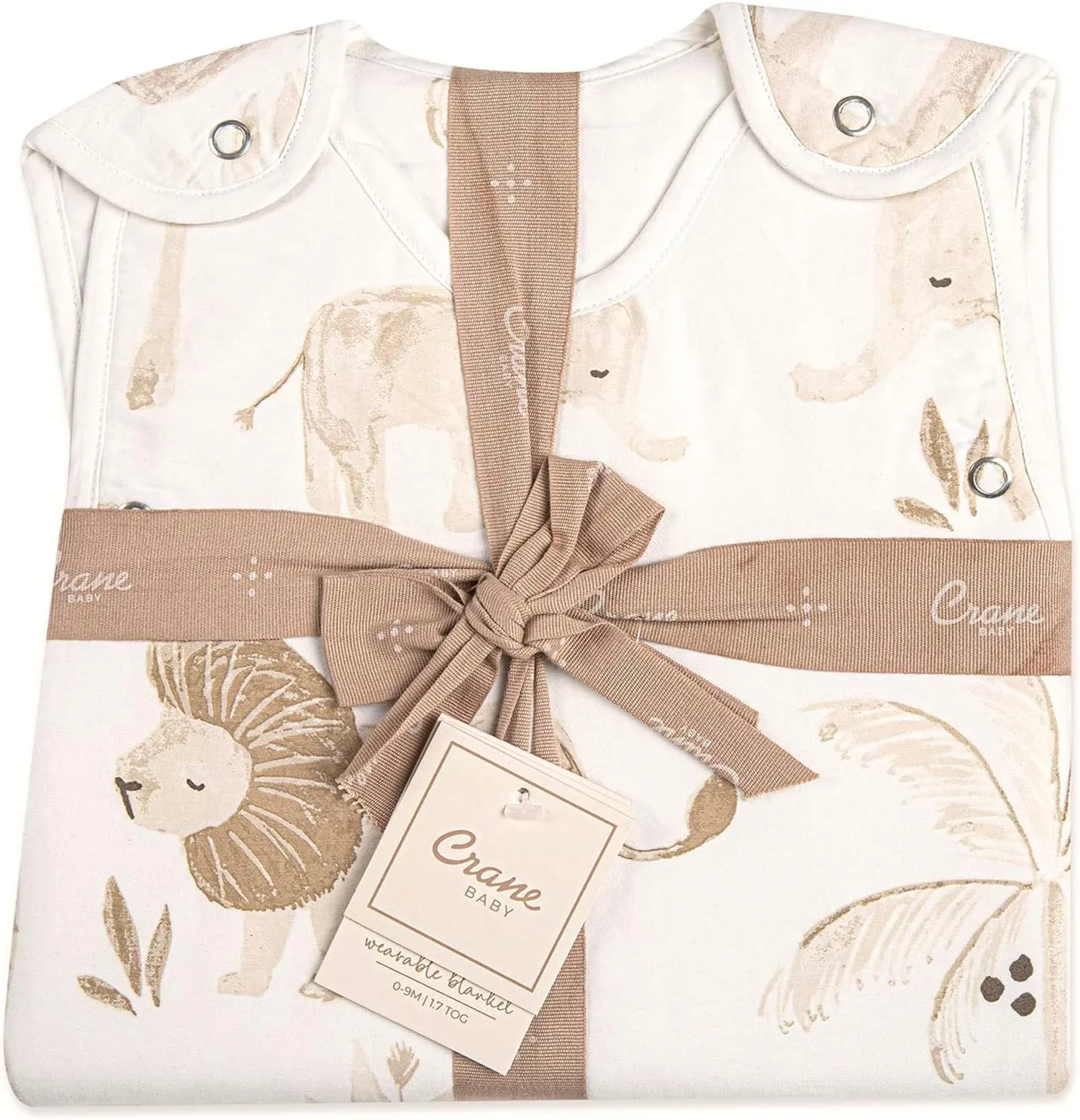 Crane Baby Wearable Blanket, Wearable Soft Cotton Baby Blanket for Boys and Girls 0-9 Months, Safari Animal, 19”w x 30”h