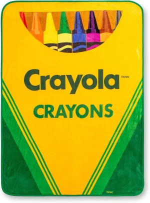 Crayola Crayon Box Retro-Style Fleece Throw Blanket | Plush Soft Cover for Sofa, Bed | 45 x 60 Inches