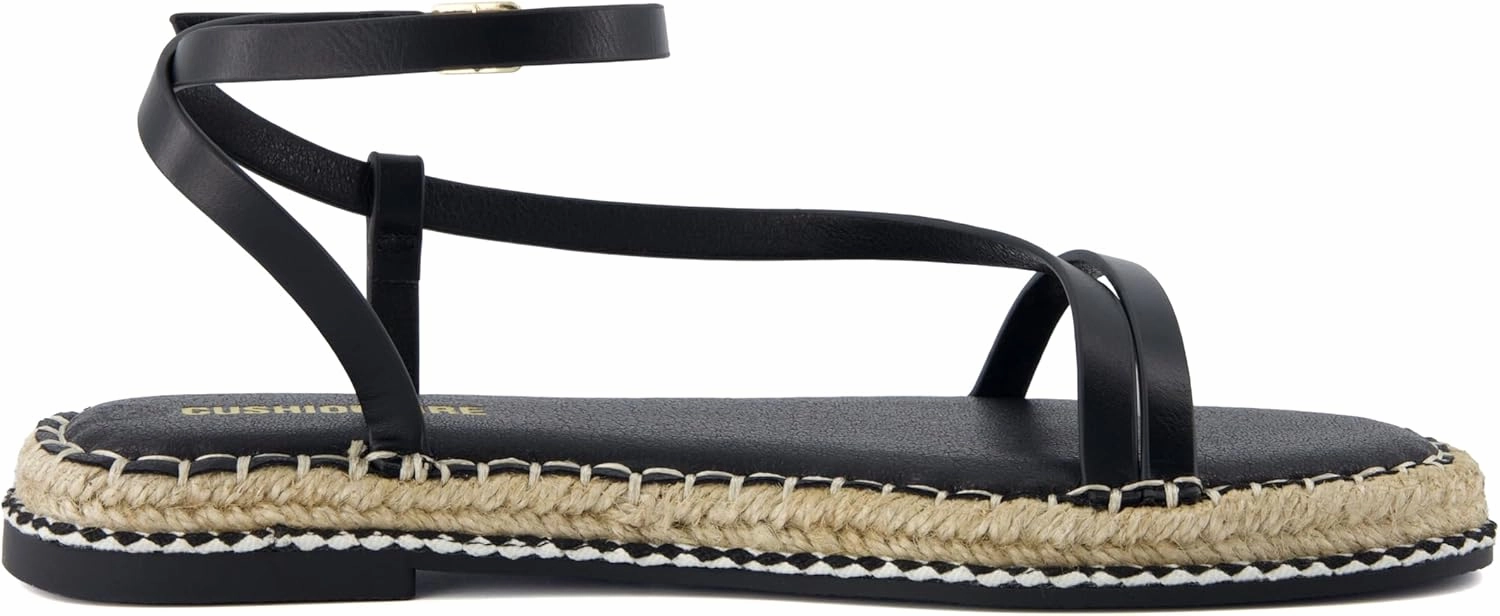 CUSHIONAIRE Bombay Women’s Espadrille Ankle-Strap Sandals with Jute-Wrapped Platform & Memory Foam Footbed